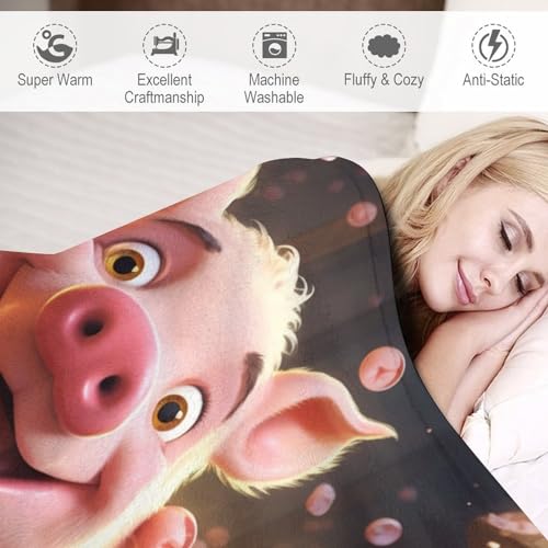 Couverture cochon mignon plaid canapé chaud anti-froid lavable machine - 4