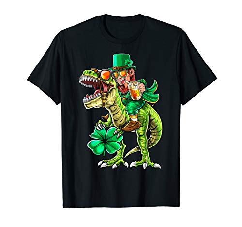 Leprechaun T Rex Dinosaur Beer Drinking St. Patrick's Day T-Shirt