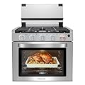 AMZCHEF 21 Inch RV Gas Range Stove 12V. Gas Range Oven for RV Use with 3 Burners, 1.77 Cu.Ft. Capacity Gas Oven, 28,100BTU, Open Flame Configuration, Knob work indicator, Heavy Duty Cast Iron Grates