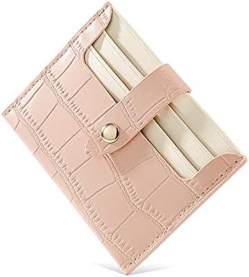 SUMGOGO Slim RFID Blocking Card Holder Samll Minimalist Leather Front Pocket Wallet for Women (Pink)