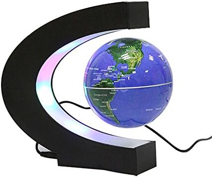 Senders Floating Globe with LED Lights C Shape Magnetic Levitation Floating Globe World Map for Desk Decoration (Blue)