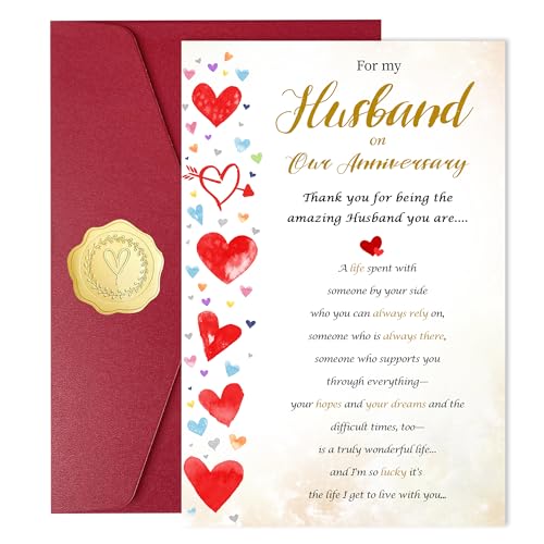 Anniversary Card for Husband from Wife Romantic Wedding Keepsake for Him