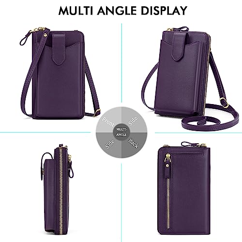 Image of Peacocktion RFID Crossbody Wallet Purse for Women Small Travel Cell Phone Purses Trendy Vegan Leather Bags with Card Slots