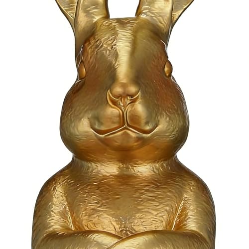 Figurines de lapin de printemps dorées en résine pour décoration de table