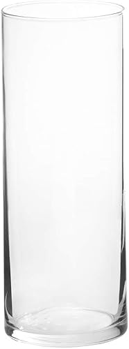 Floral Supply Online - 9" Tall x 3.5" Wide Cylinder Glass Vase and Flower Guide Booklet - for Weddings, Events, Decorating, Arrangements, Flowers, Office, or Home Decor.