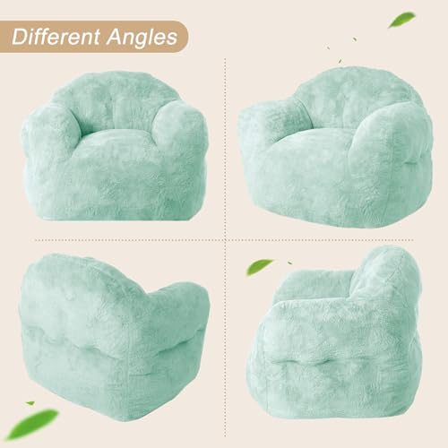 Image of GarveeHome Bean Bag Chair, 39 inch Bean Bag Chairs for Adults Kids, Soft Green Beanbag Sofa Chair High-Density Foam Filled Cozy Bean Bag Couch with Armrests for Living Room Bedroom