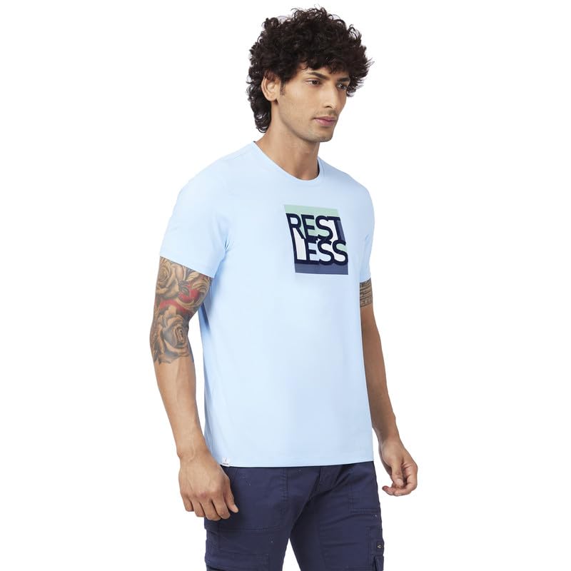 Image of Spykar Men's Slim Fit Round Neck Half Sleeve Printed Casual T-Shirt