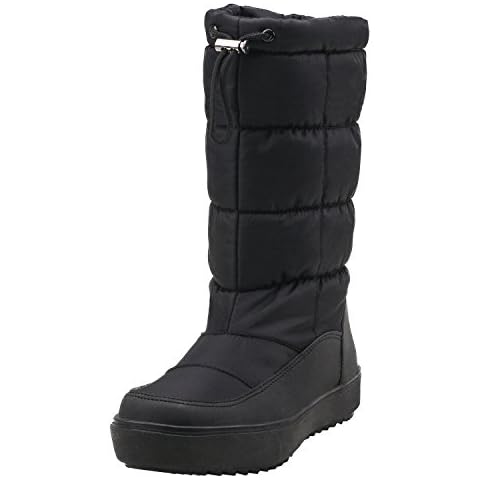 Shenda Women's Tall Mid-calf Winter Snow Boots Fur Line Side Zip Drawstring E7624 Black 9.5US 40EU Cover
