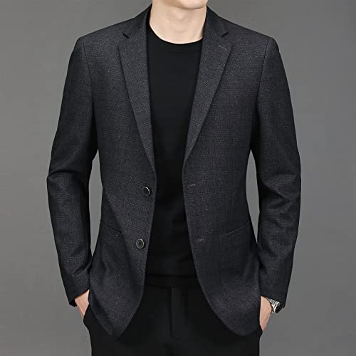 Blazer De Lapela Masculino Blazer De Dois Botões De Cor Sólida Blazer De Negócios De Mangas Comprida