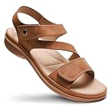Littleplum Womens Sandals Arch Support – Comfortable Flat Sandals for Women, Summer Breathable Adjustable Orthotic Walking Shoes for Beach,Travel Brown Size 8