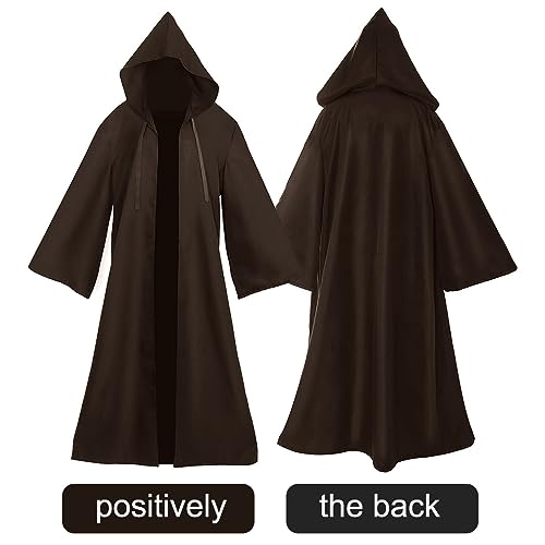Montrestar Halloween Robe, Braun XL Umhang mit Kapuze, Kostüm Herren Robe mit Kapuze, Halloween Cosplay Cape, Adult Karneval Costume, Hoodies Gewand für Erwachsene Fasching Karneval