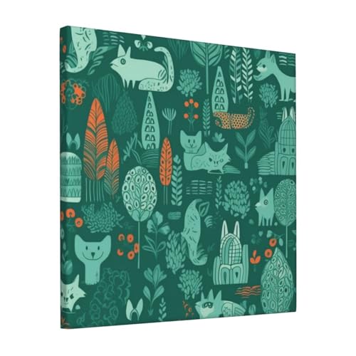 Impression sur toile animaux verts décoration murale salon et chambre 30cm