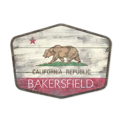 Die Cut Sticker Bakersfield, California, Rustic State Flag, Vinyl Sticker,