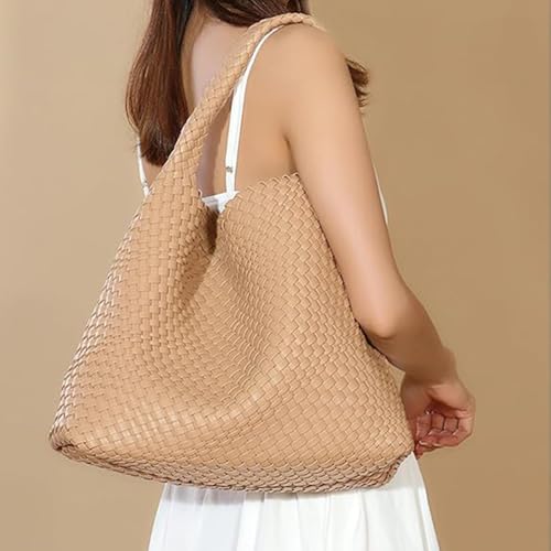 Image of Geelyda Woven Tote Bag for Women with Purse, Fashion Shoulder Hobo Underarm Bags, Large Woven Handmade Work Commuter Day Bags