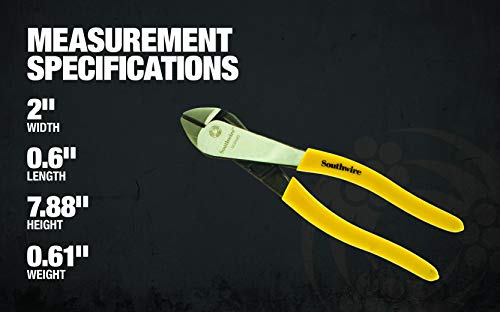 Southwire Dcpa8D 8" Angled Head High-Leverage Diagonal Cutting Pliers With Dipped Handles, Yellow #TOP4