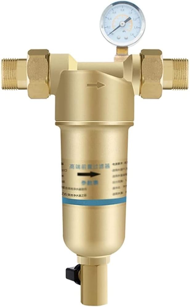 Water Filter Taps Reusable Washable Sediment Water Filter with Gauge Faucet Water Purifier Osmosis Prefilter-3T/h Siphon Backwash 40um (Size : 1 inch -32mm to 4 Points -20mm) (1 inch)