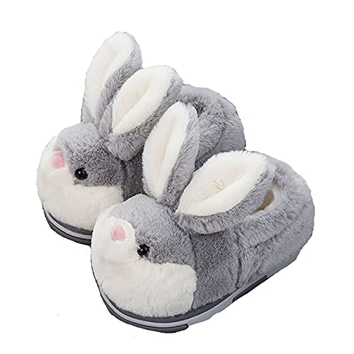 Pantoufles de lapin animal moelleux chaussures de lapin hiver chaud mignon dessin animé pantoufles antidérapantes à fourrure,38-39,Gray-shoes Cover