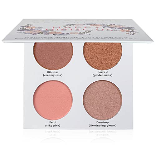 Seraphine Botanicals Happy Hibiscus Palette - Natural Blush Palette For All Skin Tones, Colors Blush Palette, Blush Powder Bright Shimmer Face Blush, Vegan Contour And Highlight Blush Palette 4 Colors! #TOP5