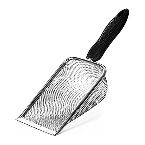 Oncpcare Small Holes Cat Litter Scoop, Durable Metal Litter Scoop for Kitty, Sifter with Deep Shovel for Cat Dog Rabbit Cover