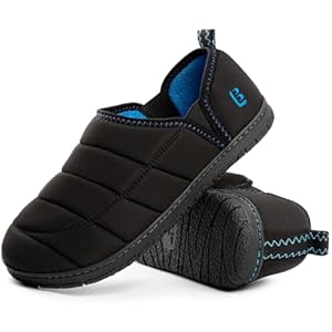 LongBay Men’s Outdoor Slippers Two Tone Warm Memory Foam Slip On Indoor House Shoes bedroom Loafers