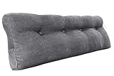 Vekkia Large Triangular Bed Rest Positioning Support Pillow for Reading in Bed, Perfect Bolster Lumbar Cushion for Day Bed & Bunk Bed, Wedge Headboard Pillow with Removable Cover Grey (Queen)