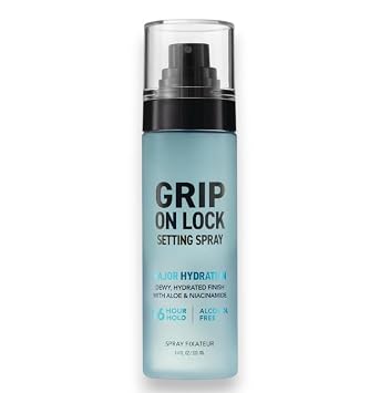 Grip On Lock Setting Spray, Alcohol-Free, 16 Hour Hold, Dewy Finish, Hydrating