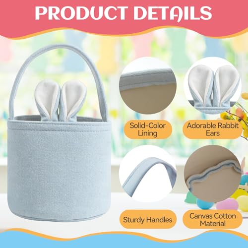 4 Stück Osterkörbchen mit Henkel, Osternester zum Befüllen, Ostertasche Hase mit Ohren zum Befüllen, Personalisierte Osterkörbchen - Osternest mit Hasenohren - perfekte Frühlingsdekoration