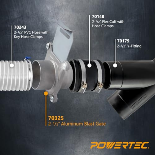 Image of POWERTEC 70325-P3 Aluminum Blast Gate 2-1 /2 Inch, w /Anti Clog and Air Leak Seal for Dust Collection, 3 PK