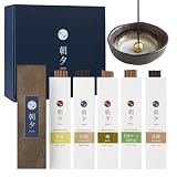 Asayu Japan Incense Gift Set - Natural Scent Collection - Ceramic Holder + 5 Authentic Japanese Incense Sticks (20g Each) - Made in Japan - for Yoga, Meditation & Relaxation