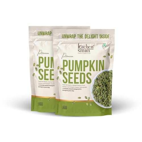 Image of KitchenSmith Premium Pumpkin Seeds - Pack of 2 (200gm Each) | Packed with Protein | Healthy Fats & Essential Nutrients for a Healthy Lifestyle | Energy and Skin Glow