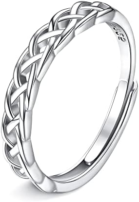 JeweBella Adjustable 925 Sterling Silver Ring for Women Girls Ete...