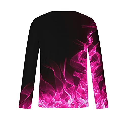 Muscularfit Tee Shirts Mens Big and Tall Long Sleeve Causal Pullover Fashion 3D Flame Print Graphic Tees Crewneck Sweatshirts3