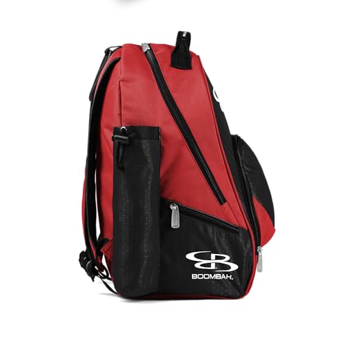Boombah Tyro Baseball/Softball Bat Backpack - 20" x 15" x 10" - Red/Black - Holds 2 Bats up to Barrel Size of 2-5/8" - Thumbnail 3