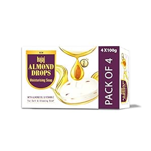 Bajaj Almond Drops Moisturising Soap with Almond Oil and Vitamin E 100gm*4 (400gm)