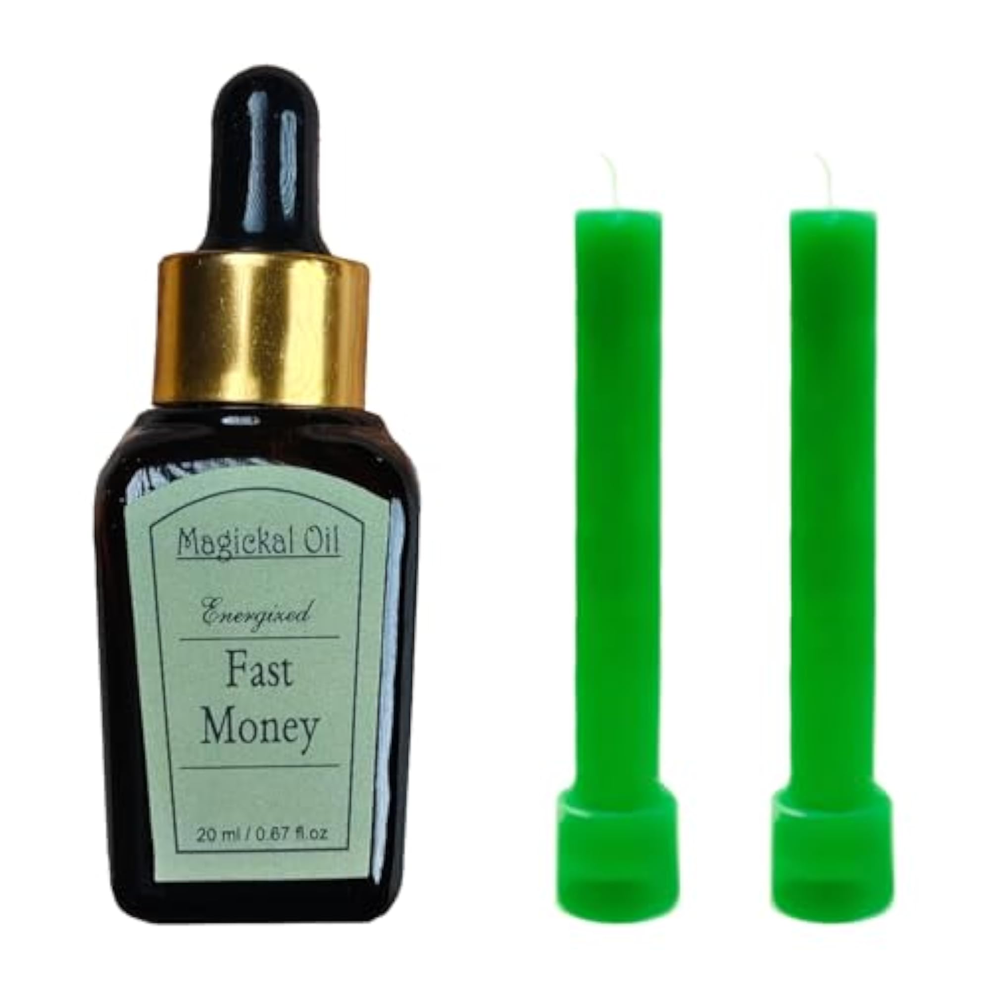 Fast Money Ritual Blend with 2 Taper Candles