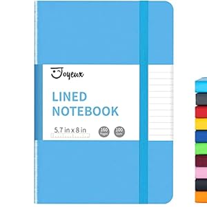 JOYEUX Lined Journal Notebook, 160 Pages Journal for Writing, Medium 5.7 inches x 8 inches Journal for Women Men – 100 Gsm Thick A5 Paper (SKYBLUE)