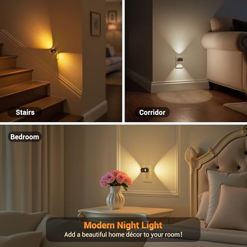 Image of JandCase Night Lights Plug into Wall, 8 Pack Mini Lens Night Light | 3CCT Color Temperature, 180 Rotatable Night-Lights, Dimmable Nightlight Plug in, Light Sensor, Bathroom Hallway Room Decor