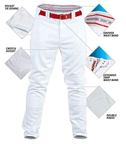 Pro 150 Series Game/Practice Baseball Pant, Youth, Piped, Full Length, White/Navy, Large #TOP1