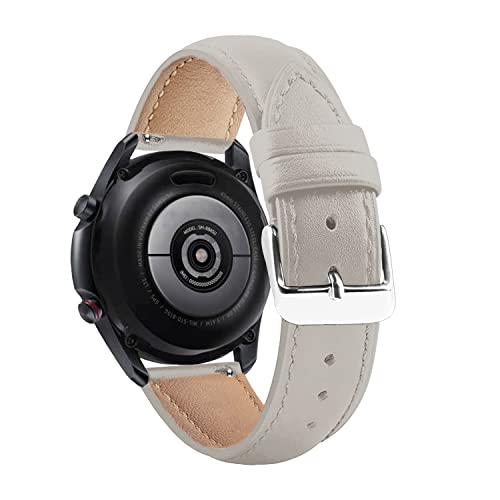 Image of ACM Watch Strap Leather Belt 22mm Compatible with Amazfit GTR 4 Smartwatch Casual Classic Band White