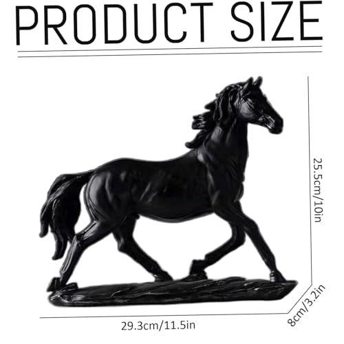 Estatua moderna de caballo negro para decoración de estante miniatura 3