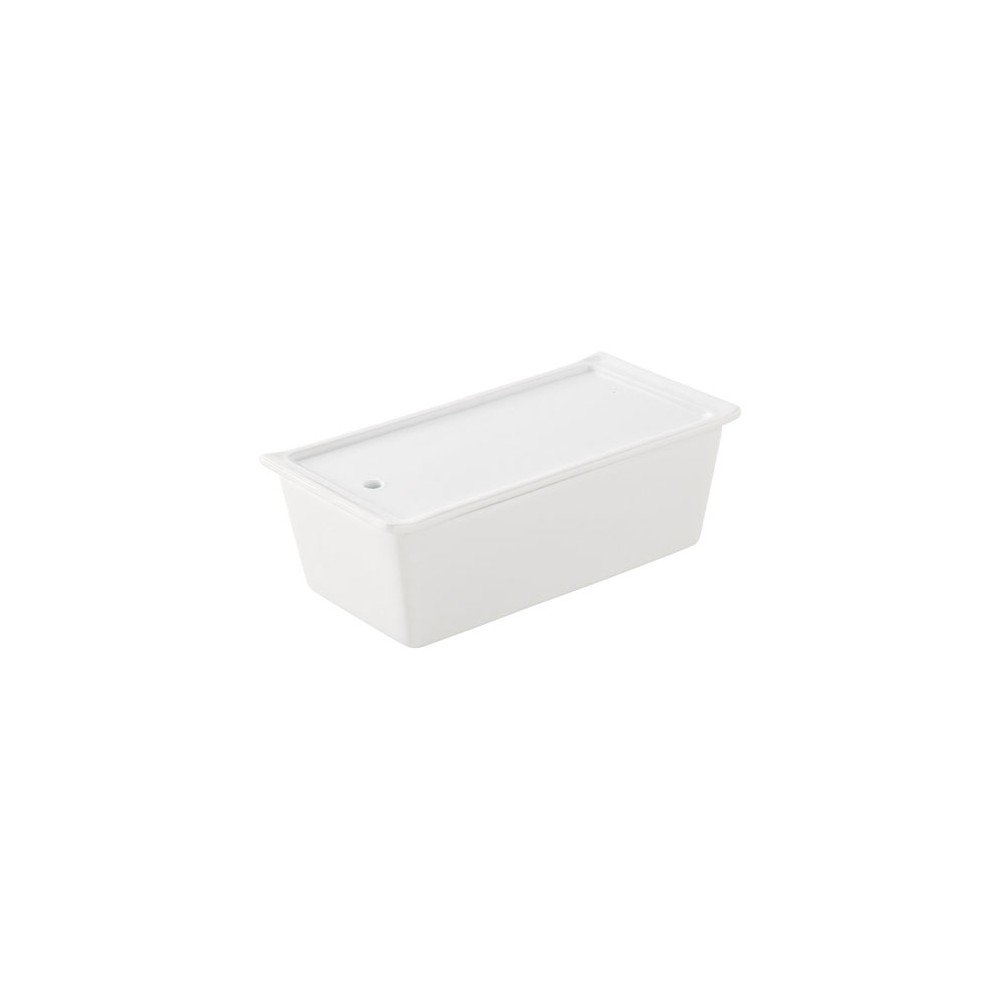 REVOL 638548 Terrine Rectangulaire avec Couvercle + Plateau Porcelaine Blanc 19,7 x 10 x 6,6 cm