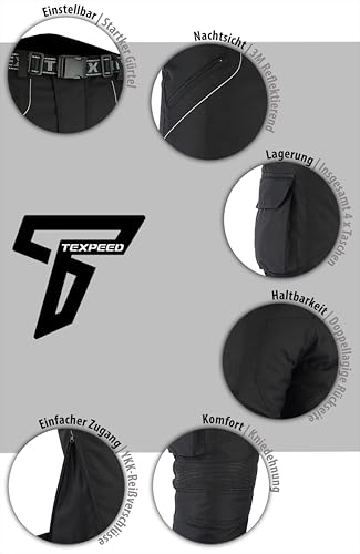 Texpeed Motorradhose für Herren mit Protektoren und wasserdichter Konstruktion
