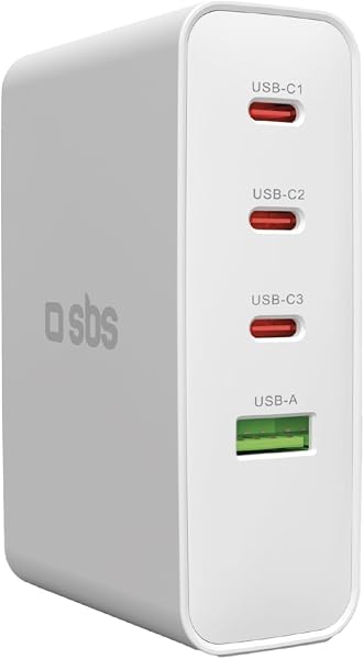 SBS Travel Adapter USB-C 100W, Reise-Ladegerät mit Steckern US/UK/EU/AU