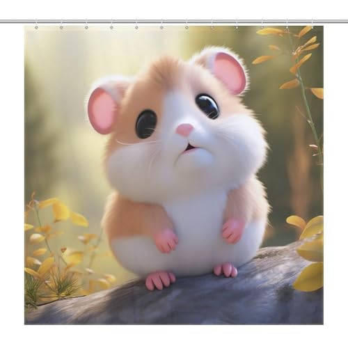 Rideau de douche hamster polyester imperméable 183x183cm pour baignoire