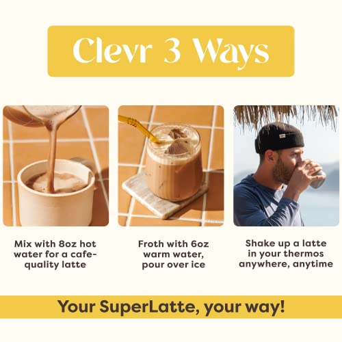 Clevr Blends Starter Kit (2-Pack) Chai Tea & Golden Turmeric Powder Superlattes Instant Latte Mix Oat Milk Coconut Creamer, Lion’s Mane Reishi Mushrooms, Organic Spices, Probiotics, Includes Frother #TOP6