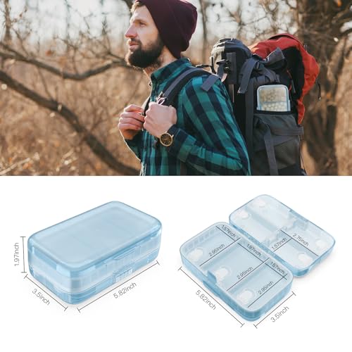 Image of FYY Weekly Pill Organizer with Labels,8 Compartments Travel Daily Pill Case Airtight Moistureproof Large Pill Box to Hold Vitamins, Fish Oil, Supplements,Cotton Swab and Bandages-Blue