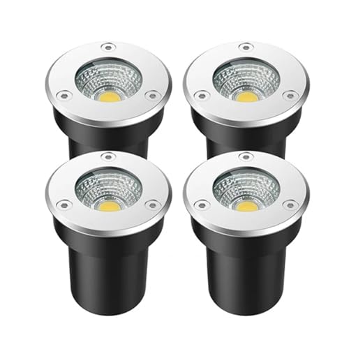 VSHENG 4 Piezas COB Luz Subterránea Foco Empotrable De Exterior AC85-265V IP66 Impermeable Lámpara Empotrable En El Suelo para Jardín, Camino, Cubierta, Terraza Decorativo Paisaje Luces Enterradas(Col