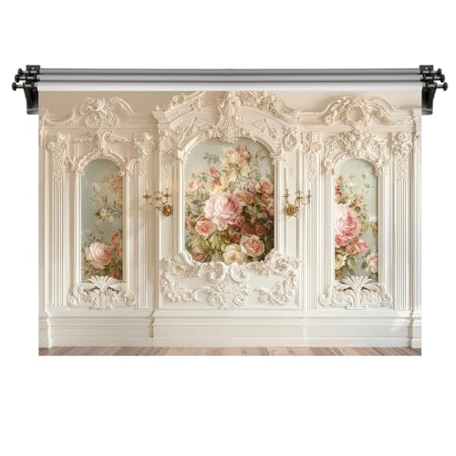Kate 10x6.5ft/3x2m White Wall Backdrop for Photography Vintage Pattern Flowers Portrait Photoshoot Background Photo Video Studio Props
