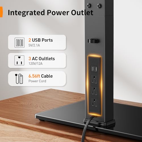 Image of Perlegear Swivel TV Stand with Power Outlet for 32-72 inch TVs up to 99 lbs | Stable Tempered Glass Base, Universal TV Stand Base with Tilt, 9 height adjustments,cable management, max VESA 600x400mm