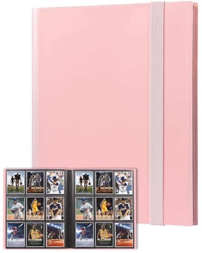 GEAoffice Side Loading 9 Pocket Card Binder with Strap for 360 Cards, Pink